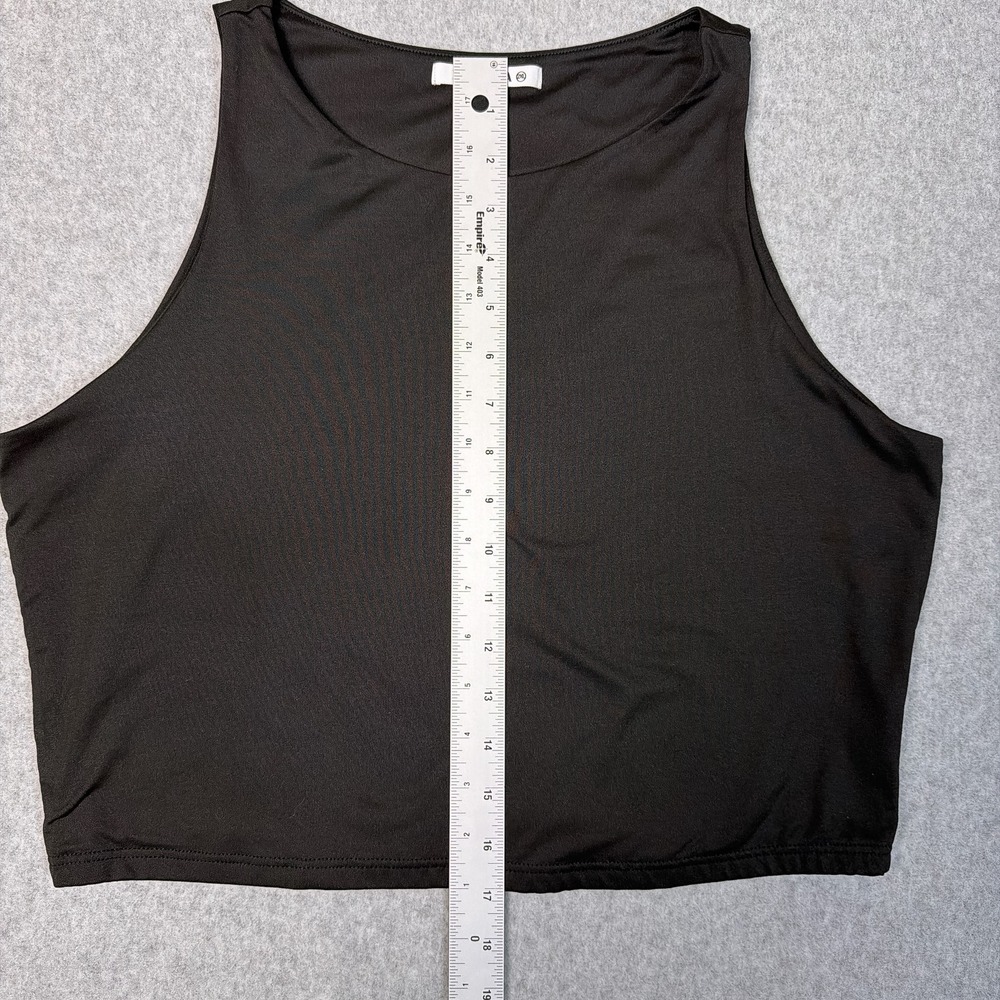 REORIA Black High Neck Cropped Tank Top Racerback Sleeveless Shirt 2XL - Picture 3 of 6